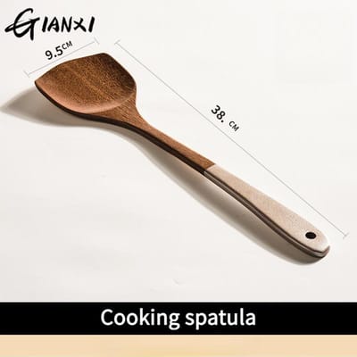 Spatule en Bois Aile de Poulet Cuisine Maison Spatule en Bois Épaissie Résistante aux Hautes Températures Bois Massif Outil de Cuisine brown