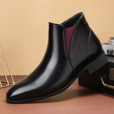 Heren Chelsea Boots Mode Britse Stijl Korte Laars Luxe Hoge Leren Laarzen voor Mannen Zakelijke Mannen Formele Laarzen 44 black