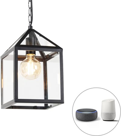 QAZQA amsterdam - Landelijke LED Smart Hanglamp incl. wifi voor buiten - 1 lichts - L 21 cm - Zwart - Buitenverlichting