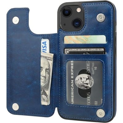 ShieldCase telefoonhoesje geschikt voor Apple iPhone 13 wallet case - blauw - Bookcase hoesje portemonnee - Walletcase flipcase shockproof hoesje pasjeshouder