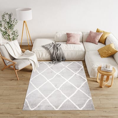 Tapiso Modena Vloerkleed Shaggy Hoogpolig Fluffy Grijs Tapijt Maat- 80x150