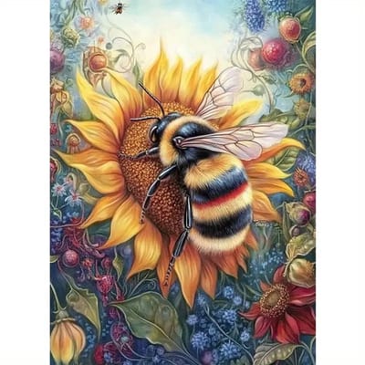 30x20cm Diamond Painting honing bij (rond) nr 380