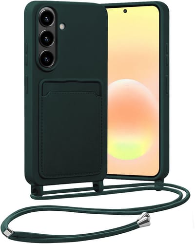 Hoesje Geschikt voor Samsung A57 Hoes Met Telefoonketting - Backcover Geschikt voor Samsung Galaxy A57 Case Met Koord - Donkergroen