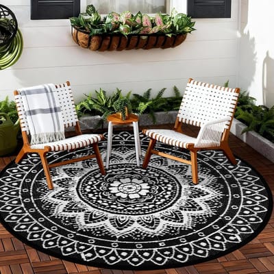 Buiten Tapijt - Terrastapijt Dekentje - Buiten Leven - Waterdicht Vlekbestendig - 180 cm - Zwart Wit