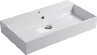 Saqu Square Wastafel 1 bak 1 krg 80x40x12 cm Mat Wit