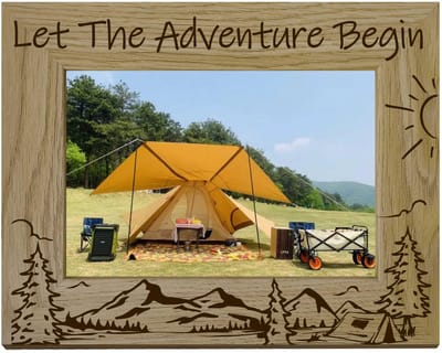 Store_8 - Mountain fotolijst - Houten fotolijst - Gegraveerd design - 10 x 15 cm - Camping decoratie - Geschikt voor thuis en op kantoor