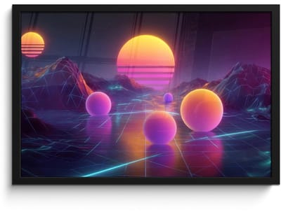 Poster in lijst - Fotolijst 60x40 cm - Posters - Landschap - Bergen - Bollen - Licht - Posterlijst zwart - Decoratie - Wanddecoratie woonkamer - Muurdecoratie slaapkamer