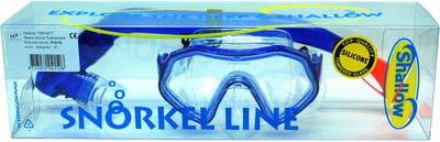 Shallow duikset voor kinderen - silicone snorkelset blauw transparant.