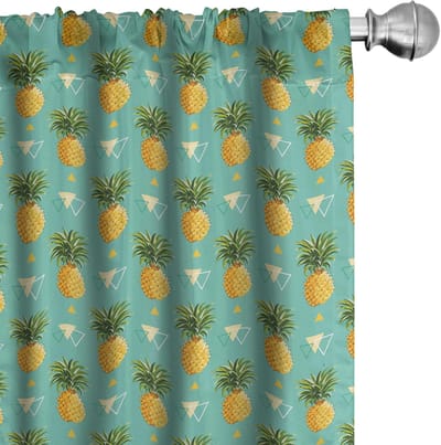 ABAKUHAUS Ananas – Voorhangen – 2×75×175 cm – Mikrofaser – Halfverduisterend – Oranje/Seafoam/Groen