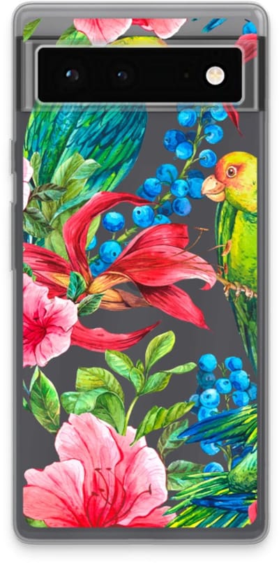 Case Company® - Hoesje geschikt voor Google Pixel 6 hoesje - Papegaaien - Soft Cover Telefoonhoesje - Bescherming aan alle Kanten en Schermrand