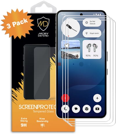 3-Pack MobyDefend Screenprotectors - Geschikt voor Nothing Phone (3a) - Case-Friendly Screensavers - Gehard Glas