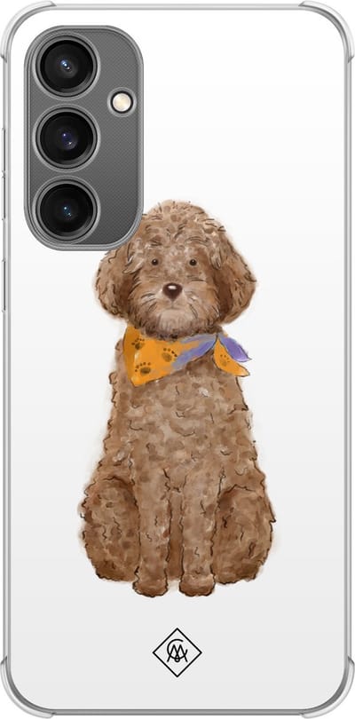 Casimoda® hoesje - Geschikt voor Samsung Galaxy S23 FE - Labradoodle - Shockproof case - Extra sterk - TPU/polycarbonaat - Bruin/beige, Transparant