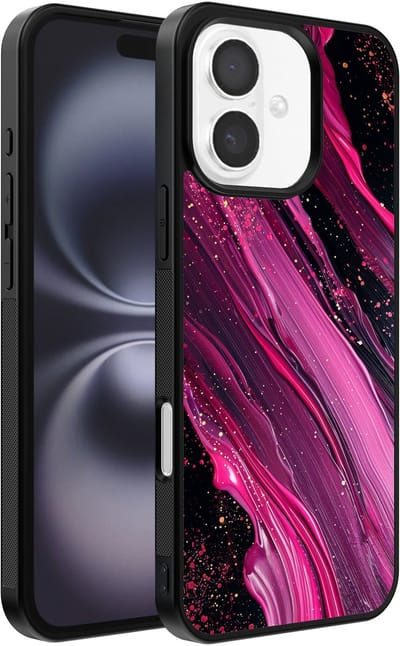 Smartphonica Telefoonhoesje Geschikt voor iPhone 16 Plus met marmer opdruk - TPU backcover case marble design - Paars Roze geschikt voor iPhone 16 Plus