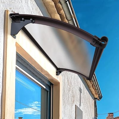 Regenkap Voor Deur - Buitenluifel Bescherming - Bescherming Tegen Regen - Versterkt Polycarbonaat - 45x100cm - Bruin Mat