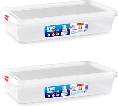 Plasticforte vershoudbakje - 3x - met deksel - 32 x 18 x 7 cm - 2.3L - meal prep bakjes
