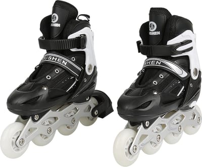 PIPIPOXER-Kinder Skeelers - Inlineskates Verstelbaar - Lichtgevende wielen -Maat S (31-34)-Zwart
