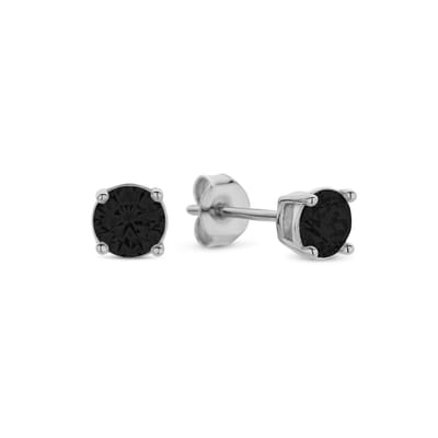 New Bling 9NB-1167 Zilveren Oorknopjes met Zirkonia Steentje 4mm - Zwart - Rhodium - Zilver