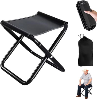 Opvouwbare kampeerkruk, draagbare mini-opvouwbare kruk, tuinvoetenbankje, kampeerkruk, lichtgewicht opvouwbare kruk, opvouwbaar voor op reis, tuin, terras, vissen, barbecue, strand, zwart