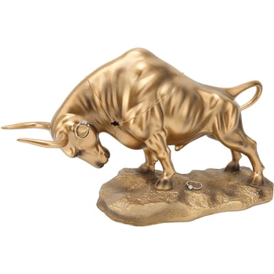 Stiersculptuur Hars Feng Shui Osbeeldje voor Chinese Souvenirs Cadeaus Huis Kantoor Decor beige