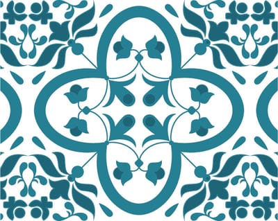 10 tegelstickers Portugees motief 20x25cm petrol - backsplash - peel and stick - plakfolie - tegelstickers Portugal - badkamermuur, keukenmuur, toiletmuur - zelfklevend - rechthoekig - langwerpig