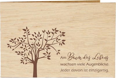 Houten Kaart - Unieke Groet - Persoonlijk Cadeau - Echt Hout - 15 x 10 cm - Houtkleurig