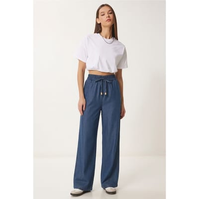Brede Pijpen Katoenmengsel Casual Broek