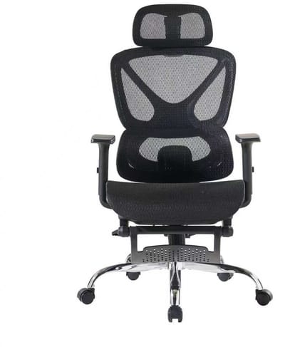 FOXSPORT Ergonomische Bureaustoel - 5D lendensteunsysteem - Armleuningen 4D - Rugleuning 90° tot 135° - tot 115kg Belasting - Bureau stoel voor kantoor, gaming- Zwart