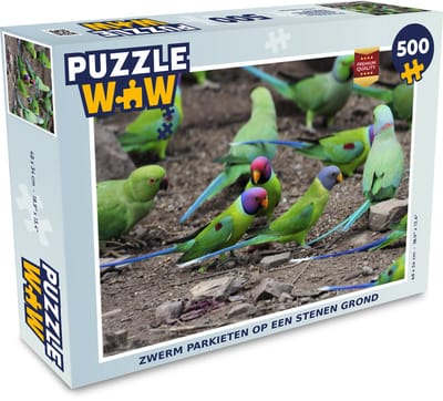 Puzzel Zwerm parkieten op een stenen grond - Legpuzzel - Puzzel 500 stukjes