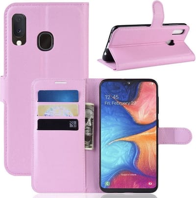 LuxeBass Hoesje geschikt voor Samsung Galaxy A20E Hoesje - BookCase - Pink gsm hoesje - telefoonhoes - telefoonhoesjes