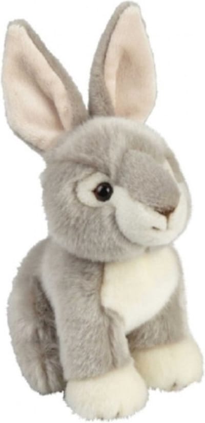 Ravensden Pluche konijn/haas - knuffel konijn - zittend 18 cm - speelgoed knuffeldier