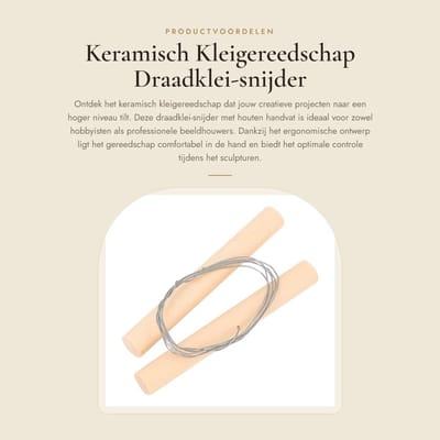 Dailygoods- Draadklei-snijder 49,5 cm - Keramisch Gereedschap - Houten Handvat - Duurzaam - Onderhoudsvriendelijk - Schokbestendig - Beeldhouwgereedschap