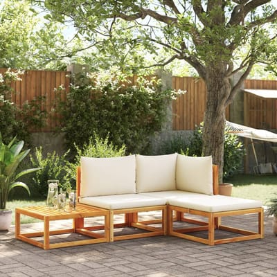 vidaXL - 4-delige - tuinbankset - met - kussens - acaciahout - & - touw