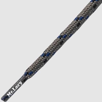 Mr. Lacy - Schoenveters - Outdoorveters - Wandelschoenveters - Hikies - Rond - Lichtgrijs/blauw/zwart - Waterafstotend - Lengte 180 cm