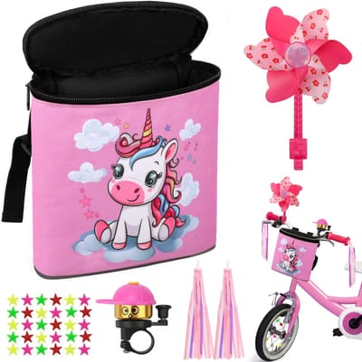 Dailygoods- Stuurtas Kinderen Waterdicht - Fietstas Kinderen - Fietsbel - Windwiel - Stuurslangen - Reflecterende Strepen