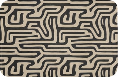 WC mat 60x40 cm - Antislip - Grafisch - Lijnen - Zwart - Toiletmat - Vloermat - Douchemat - Toilet tapijt - Toiletmatten