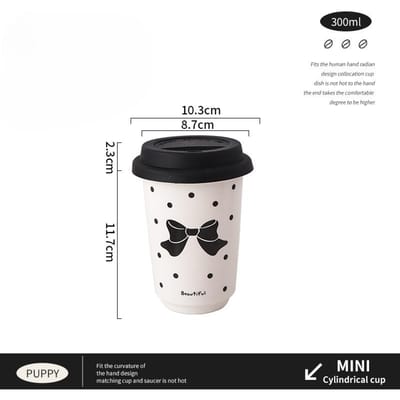 Hoge Keramische Mok met Strik voor Beste Vriendin Mok voor Kantoormeiden Waterbeker voor Thuis 201-300ml black