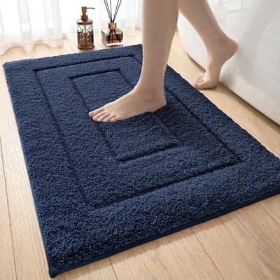 Badmat 50 x 80 cm, Antislip Zacht Badmatten Waterabsorberende, Machinewasbaar Badkamertapijt voor Douche, Bad en Toilet, Marineblauw