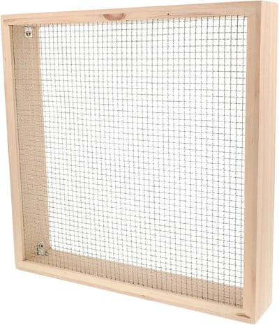 Grondzeef Tuin - Zeef Hout Metaal - Aarde Zand Zeven - Nauwkeurige Maaswijdte - 38 x 38 cm - Beige