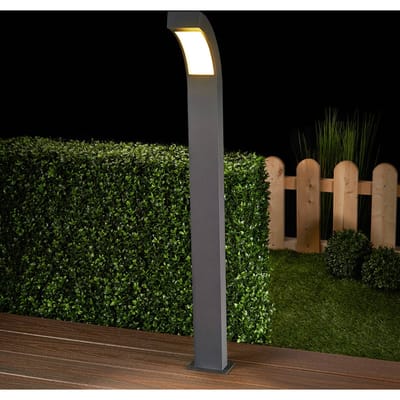 Lucande - LED buitenlamp - 1licht - aluminium, kunststof - H: 100 cm - grafietgrijs, wit transparant - Inclusief lichtbron