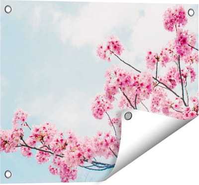 Gards Tuinposter Roze Bloesemboom - Bloemen - 50x40 cm - Tuindoek - Tuindecoratie - Wanddecoratie buiten - Tuinschilderij