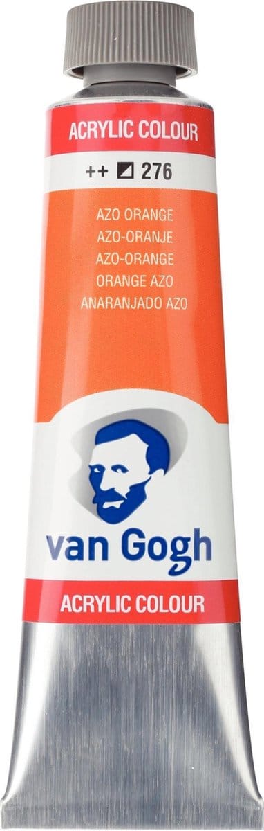 Van Gogh Acrylverf Oranje - Acrylpaint - 276 Azo Oranje - Acrylic Verf Paint - Acrylaatverf - Oranje Hobbyverf - Watergedragen Verf - Sneldrogende Pigmentrijke Verf - 40ml