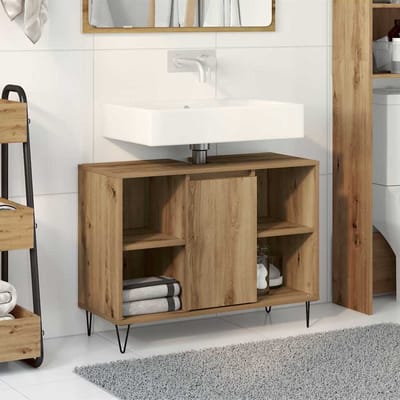 vidaXL - Badkamerkast - Artisan - Eiken - 80 - x - 33 - x - 60 - cm - Bewerkt - hout