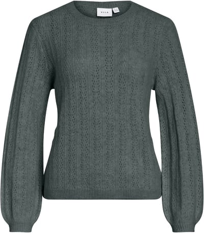 VILA - VILIGA POINTELLE L/S O-NECK TOP -NOOS - Dames - Gebreide truien