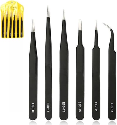Precisie Pincetten Set - Antistatische Tools - Elektronica Reparatie - ESD Veilig Roestvrij Staal - 6 Delig