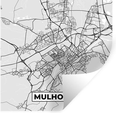 Muurstickers - Sticker Folie - Plattegrond - Kaart - Stadskaart - Frankrijk - Mulhouse - 100x100 cm - Plakfolie - Muurstickers Kinderkamer - Zelfklevend Behang XXL - Zelfklevend behangpapier - Stickerfolie