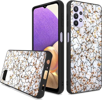 LuxeBass Siliconen hoesje met print geschikt voor Samsung Galaxy A32 5G - Marmer Broken White - telefoonhoes - gsm hoes - telefoonhoesje
