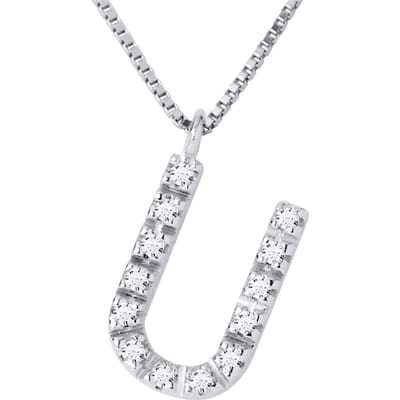 Collar ABC Diamonds 0.06 Cts LETTER "U" 18K wit