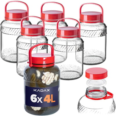KADAX Pot Glazen pot 4L met dop en handvat voor het inleggen van kool Pakket 6st