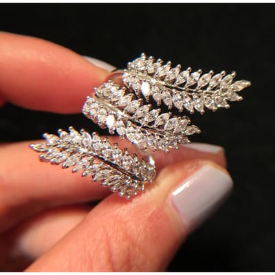 Sterling Bladring voor Dames Marquise Zirconia Meerlaags Sprankelende Bruiloftssieraden Opening Ringen voor Vrouwen 9 brown