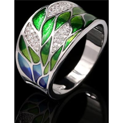 S925 Sterling Zilver Kleurrijke Emaille Bloemen Ringen Voor Vrouwen Bling Zirkoon Inleg Trouwring Mode Sieraden Cadeau Groothandel 9 gray